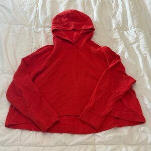 Athleta Red Waffle Knit Thermal Hoodie Pullover XL